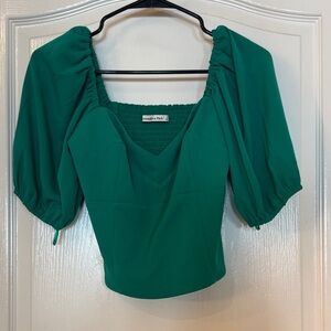 Abercrombie & Fitch Teal Puff Sleeve Blouse